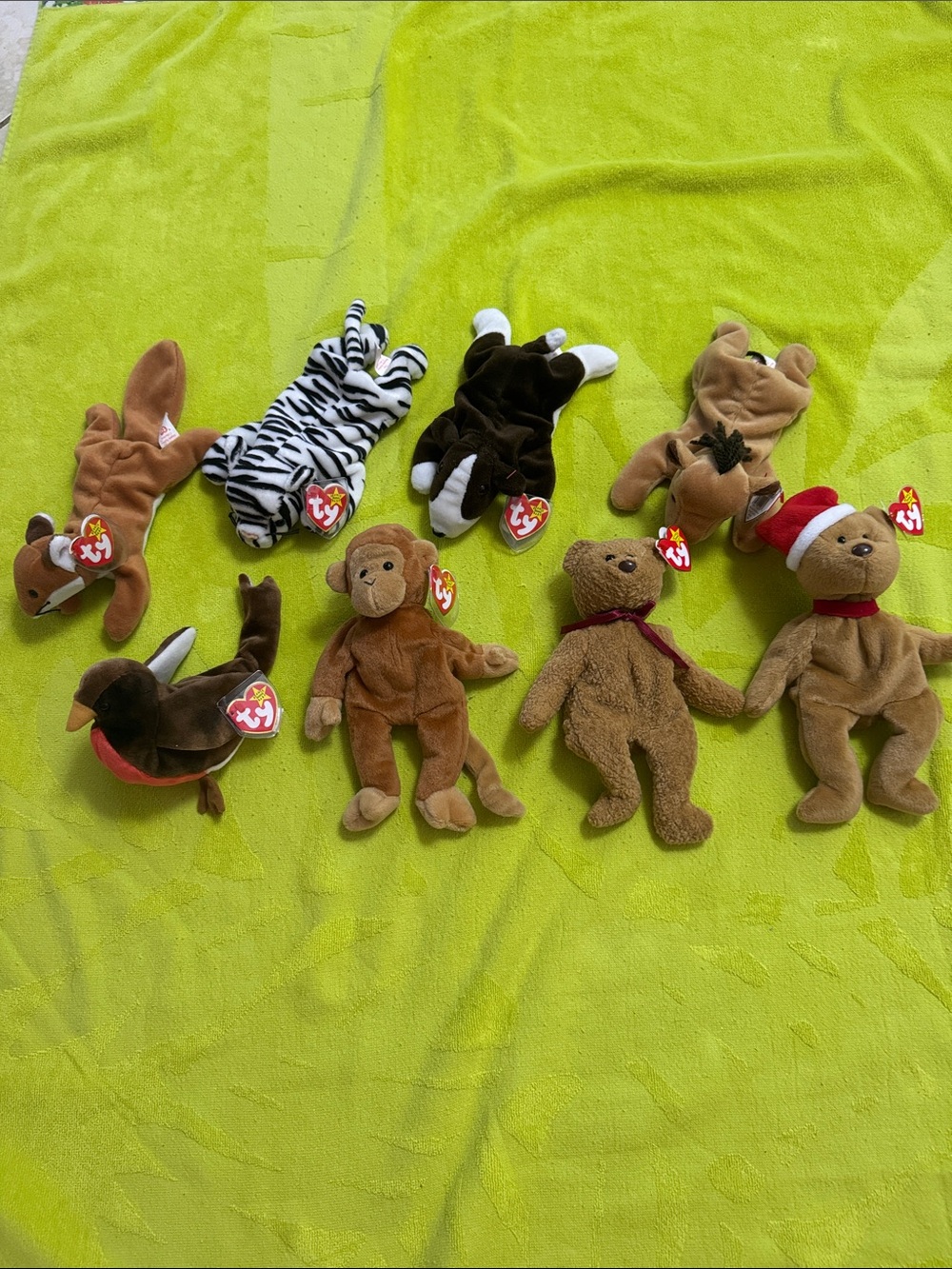 Ty Assorted Plush Beanie Babies - Brown, Black, White, Red Accents